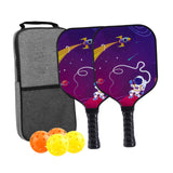 Kids Pickleball Paddles Birthday Gift Play Professional Portable Fun 4 Balls Blue Purple Aircraft