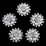 Maxbell 20xPhenovo Crystal Faux Pearl Flower Button Decoration DIY 30mm 5pcs Beige