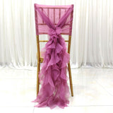 Chiffon Hoods With Ruffles Decor Chair Cover for Wedding Special Events Purple