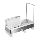 Maxbell Kitchen Sink Rack Tray Cleaning Supplies Organizer for Brush Scrubber Sponge white
