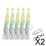 Maxbell 2x5Pcs Luminous Fishing Rigs Fish Lure for Sea Fishing Saltwater Mackerel 22mmx10mm