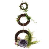 Maxbell Triplet Artificial Rose Silk Flower Leaves Door Wreath Garland Wedding Decor