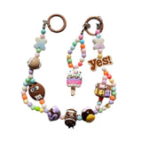 Maxbell Keychain Keyring Phone Lanyard Lovely Cute Beaded Phone Charms for Gift Kids Coffee