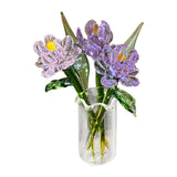Maxbell Glass Flowers Figurine with Vase Bouquet Gift for Girlfriend Mom Anniversary Peony