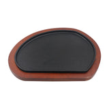 Maxbell Cast Iron Steak Plate Wood Tray Nonstick Fajita Pan for Camping Kitchen Home