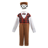 Maxbell Maxbell Kids  Costume Set Elderly Role Play Costume for Cosplay Holiday Party S Brown