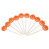 10/set Halloween Cake Topper Cupcake Pick Decor Prop Orange Pumpkin