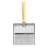 Maxbell Cat Litter Scoop Metal Pet Sand Waste Scooper for Rabbits Kittens Sand Waste Silver wooden handle