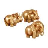 Rhino Elephant Hippopotamus Figurine Set of 3Pcs for Living Room Porch Shelf