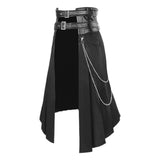 Maxbell Men's Punk Skirt Black Adjustable Waist Belt Male Steampunk Daily Half Skirt XL