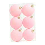 6Pcs Flocked Christmas Ball Ornaments 6cm Anniversary Velvet Christmas Balls Pink