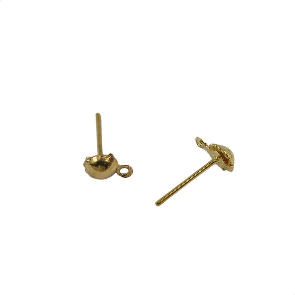Maxbell Maxbell 100x Earrings Ear Stud Pin with Loop & Ball DIY Findings Light Gold 12x6mm