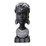 Maxbell African Woman Head Statue Lady Figurine Fashion for Hotel Kitchen Wedding Silver