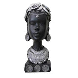 Maxbell Maxbell African Woman Head Statue Lady Figurine Fashion for Hotel Kitchen Wedding Silver