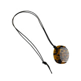 Maxbell Comb Necklace Unique Trendy Long Sweater Necklace for Girlfriend Women Girls Oval Leopard print