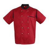 Maxbell Unisex Chef Jacket Mesh Short Sleeves Hotel Kitchen Chefwear Coat M Red - Aladdin Shoppers