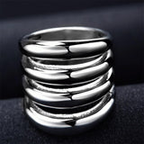 Maxbell Maxbell Mens Retro Punk Finger Ring Shiny Side 316L Steel Color 4 Row Jewelry US 6