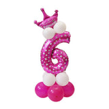 Numbers 6 and 8 Crown Balloons Column Set Happy Birthday Arch Garland Pink