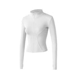 Maxbell Workout Jacket Women Lightweight Yoga Crop Tops Breathable Trendy Activewear M White