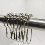 Maxbell 12Pcs Chrome Plated Ball Bead Easy Glide Shower Metal Curtain Rings Hooks