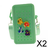 Maxbell 2xHoles Shoulder Bag Practical Silicone Phone Holder Bag for Women Sport Green