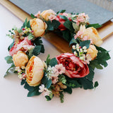 Maxbell Artificial Peony Flower Door Wreath Rattan Garland Wedding Venue Decor 2