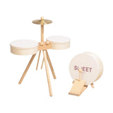 Maxbell Small Drum Set Music Practice Wooden Sensory Toys Educational Percussion Toy With Pedal Drum
