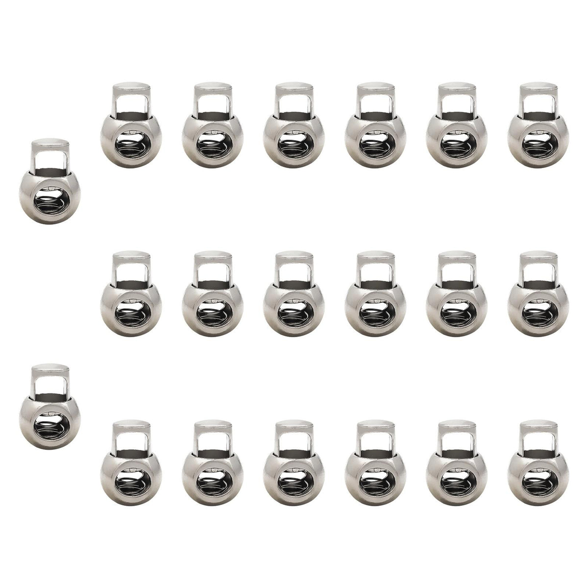 Maxbell 20 Pieces Metal Cord Locks Wear Resistance Drawstring Luggage Spring Stopper Sliver