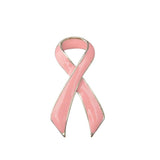 Maxbell Pink Enamel Breast Cancer Awareness Charity Ribbon Brooch Pin w/ Silver Edge - Aladdin Shoppers