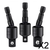 Maxbell 2x3 Pieces 360° Rotatable Universal Joint Swivel Socket for Car Repair Repairs Black