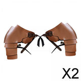 Maxbell 2xFaux Leather Medieval Shoulder Pauldron Knight for Costume Accessory Party Brown