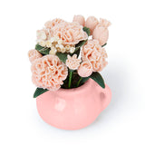 Maxbell Mini Wooden Coffe Table & Carnation Rose Flower Plant w/ Pot Fit 1/12 Dollhouse