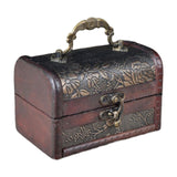 Trinket Box Wooden Treasure Chest Home Decor with Lid Hair Clips Jewelry Box 12cmx7cmx7cm