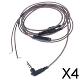 Maxbell 4x3.5mm DIY Earphone Audio Cable with Mic Repair Headphone Wire Semi Clear