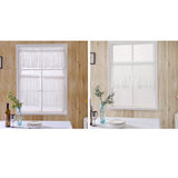 2pcs Embroidered Lace Window Voile Sheer Curtain Valance Tiers 74x61cm White