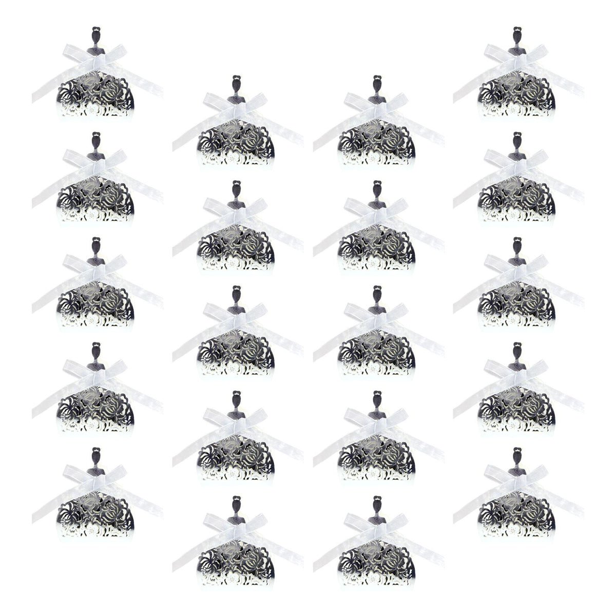 Maxbell 20 Pieces Wedding Candy Boxes Creative for Birthday Bridal Shower Engagement Argent