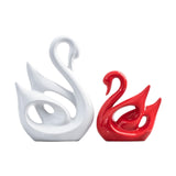 Maxbell 2x Swan Sculptures Decor Collectible Figurine for Anniversary Wedding Office