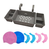 Maxbell Pool Storage Basket Sturdy with Hand Flippers for Drinks Beverage Towels gray