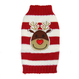 Maxbell Maxbell Christmas Reindeer Red White Striped Sweater Warm Clothes for Pet Dogs M