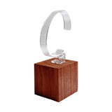 Maxbell Watch Display Stand Practical Versatile C Shape Show Rack for Store Showcase Brown Clear