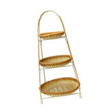 Maxbell Bamboo Basket Tray Fruit Food Storage Bowl Multifunctional Rustic Fruit Rack Three Layer