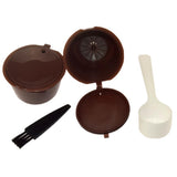 Maxbell 2Pcs Refillable Coffee Capsules Refilling Reusable Coffee Pods Spoon Brush