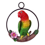 Maxbell 2Pcs Resin Hanging Artificial Parrot Statue Model on Ring Garden Decoration