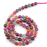 Maxbell 4mm Multi-color Tourmaline Dyed Quartz Round Gemstone Loose Beads Strand 16 Inch