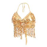Maxbell 2pieces Belly Dance Costume Bra Halter Top Sequin Performance Outfits