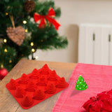 Maxbell 12 Holes Silicone Cake Mold Fondant Decorating Mould Christmas Tree Red