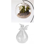 Maxbell Clear Globe Ball Glass Hanging Flower Vase Bottle + Angel Terrarium Candlestick