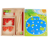 Kids Montessori Educational Wooden Toy, Colorful Clip Ball Board Game Playset in a Wooden Box for Boys and Girls Gift - Aladdin Shoppers