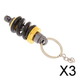 Maxbell 3xUniversal Metal Motorcycle Shock Absorber Shape Key Chain Ring - Black+Gold