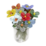 Maxbell Glass Flowers Figurine with Vase Bouquet Gift for Girlfriend Mom Anniversary Small flowers